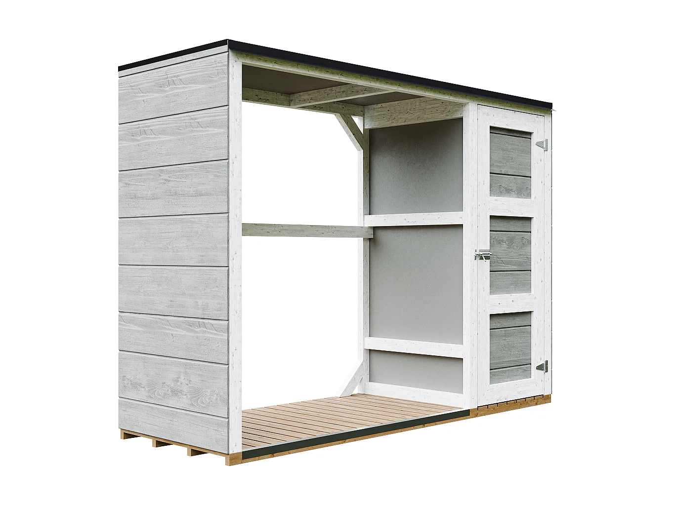 Abri à bûches extérieur - 75 x 217 x H159 cm - abri à outils et bûches - 1,09 m² + 0.53 m² - M981-TUNDRA GREY