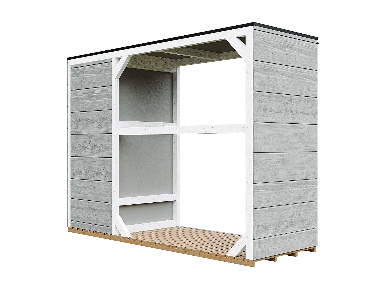 Abri à bûches extérieur - 75 x 217 x H159 cm - abri à outils et bûches - 1,09 m² + 0.53 m² - M981-TUNDRA GREY