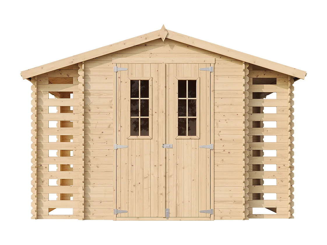 Casetta da giardino in legno - 3.53+0.97+0.97 m² - M391C