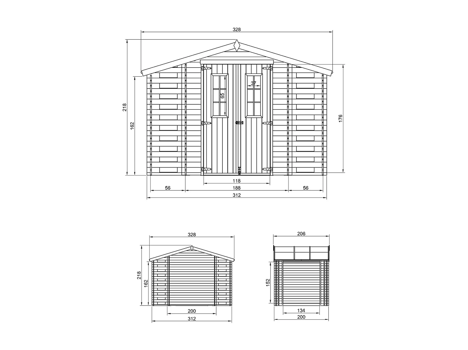 Casetta da giardino in legno - 3.53+0.97+0.97 m² - M391C