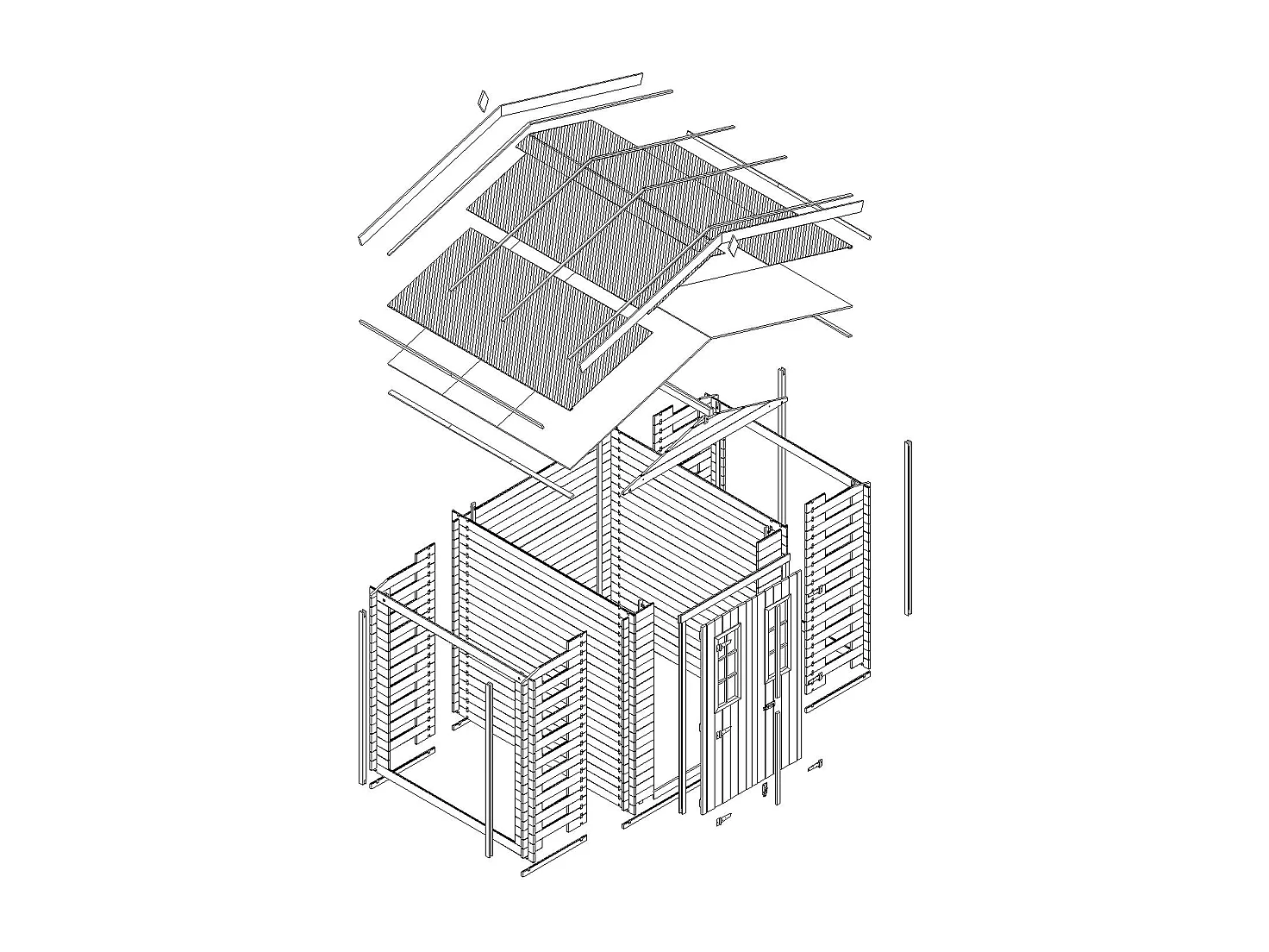 Casetta da giardino in legno - 3.53+0.97+0.97 m² - M391C