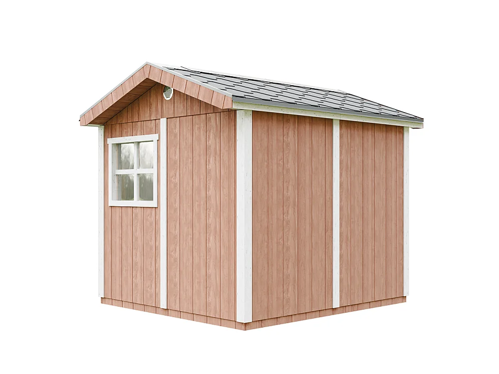 Abri de jardin qualité premium - 5,9 m² H252x250x294 cm - avec un sol et des bardeaux bitumineux - M913A-REDWOOD RED