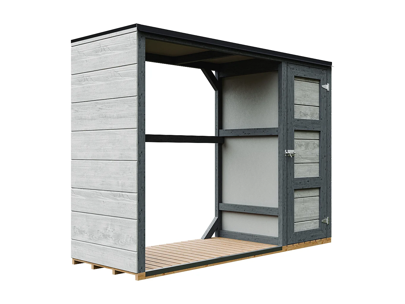 Abri à bûches extérieur - 75 x 217 x H159 cm - abri à outils et bûches - 1,09 m² + 0.53 m² - M981-TUNDRA CAVERN