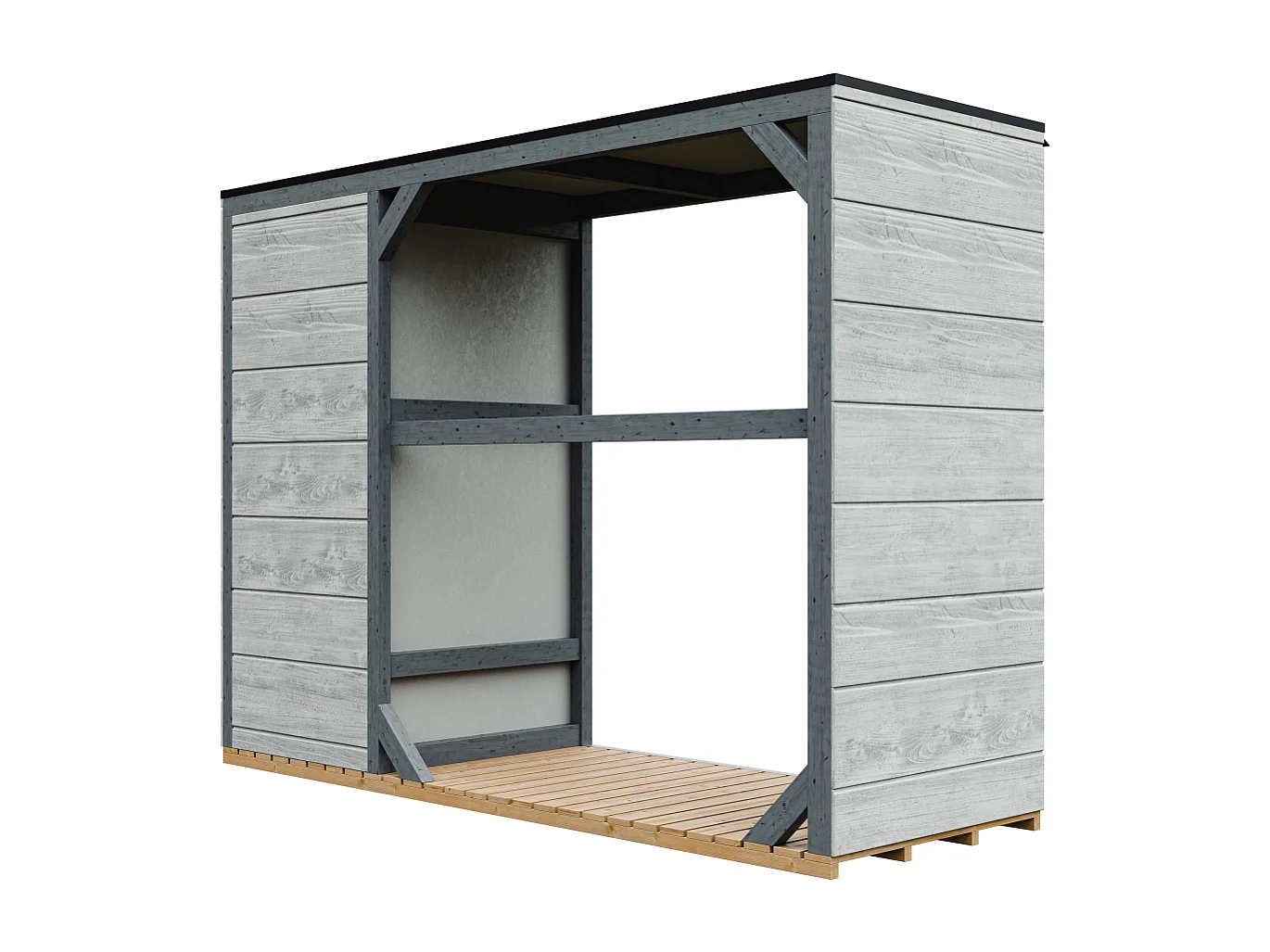 Abri à bûches extérieur - 75 x 217 x H159 cm - abri à outils et bûches - 1,09 m² + 0.53 m² - M981-TUNDRA CAVERN