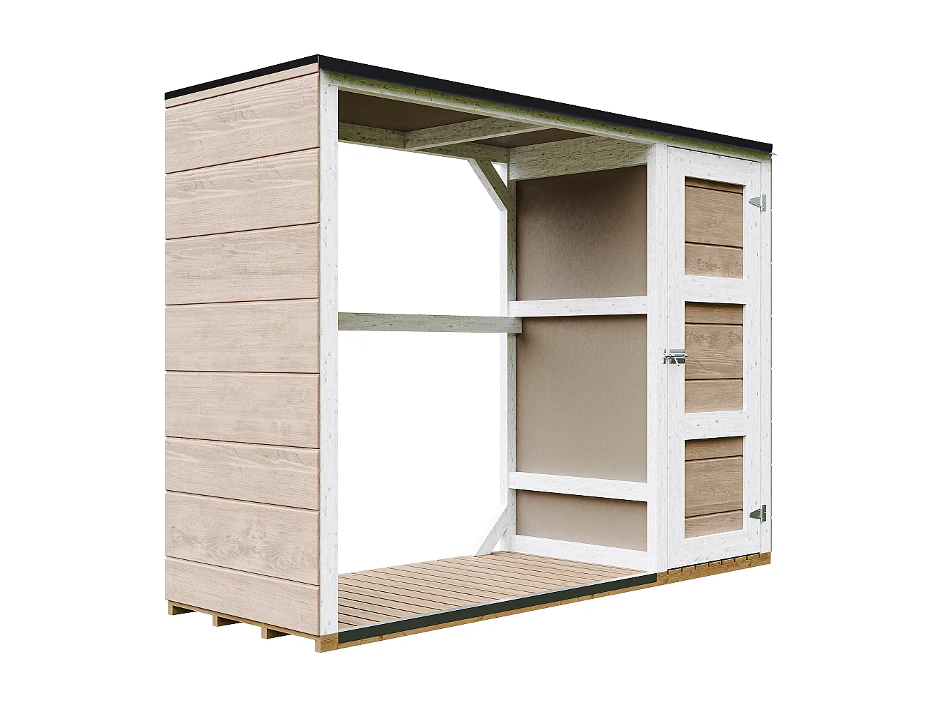 Abri à bûches extérieur - 75 x 217 x H159 cm - abri à outils et bûches - 1,09 m² + 0.53 m² - M981-TERRA BROWN