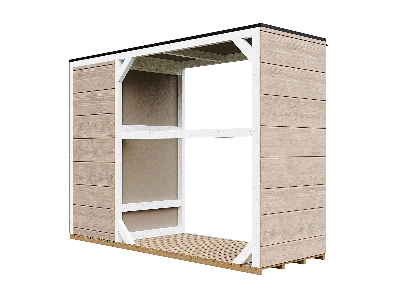 Abri à bûches extérieur - 75 x 217 x H159 cm - abri à outils et bûches - 1,09 m² + 0.53 m² - M981-TERRA BROWN