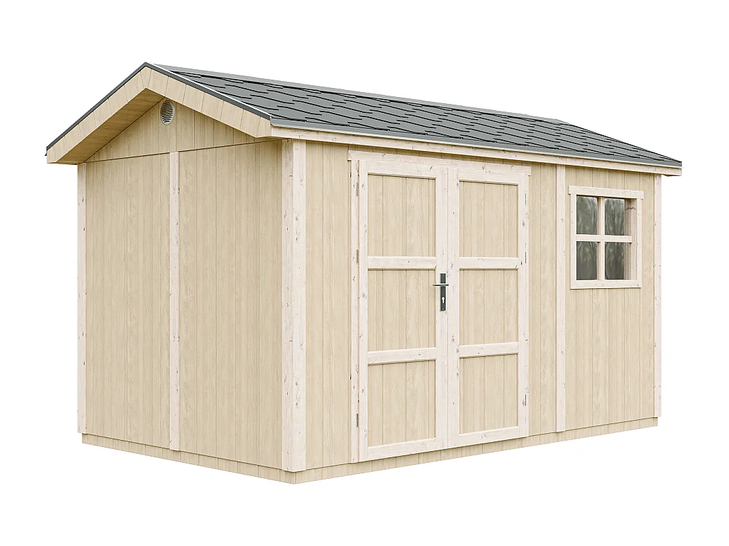 Casetta da giardino di qualità premium con pavimento e tegole bituminose - 8.68 m² / H252x250x412 cm - M914A