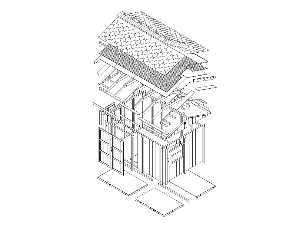 Abri de jardin qualité premium - 8,68 m² H252x250x412 cm - avec un sol et des bardeaux bitumineux - M914A