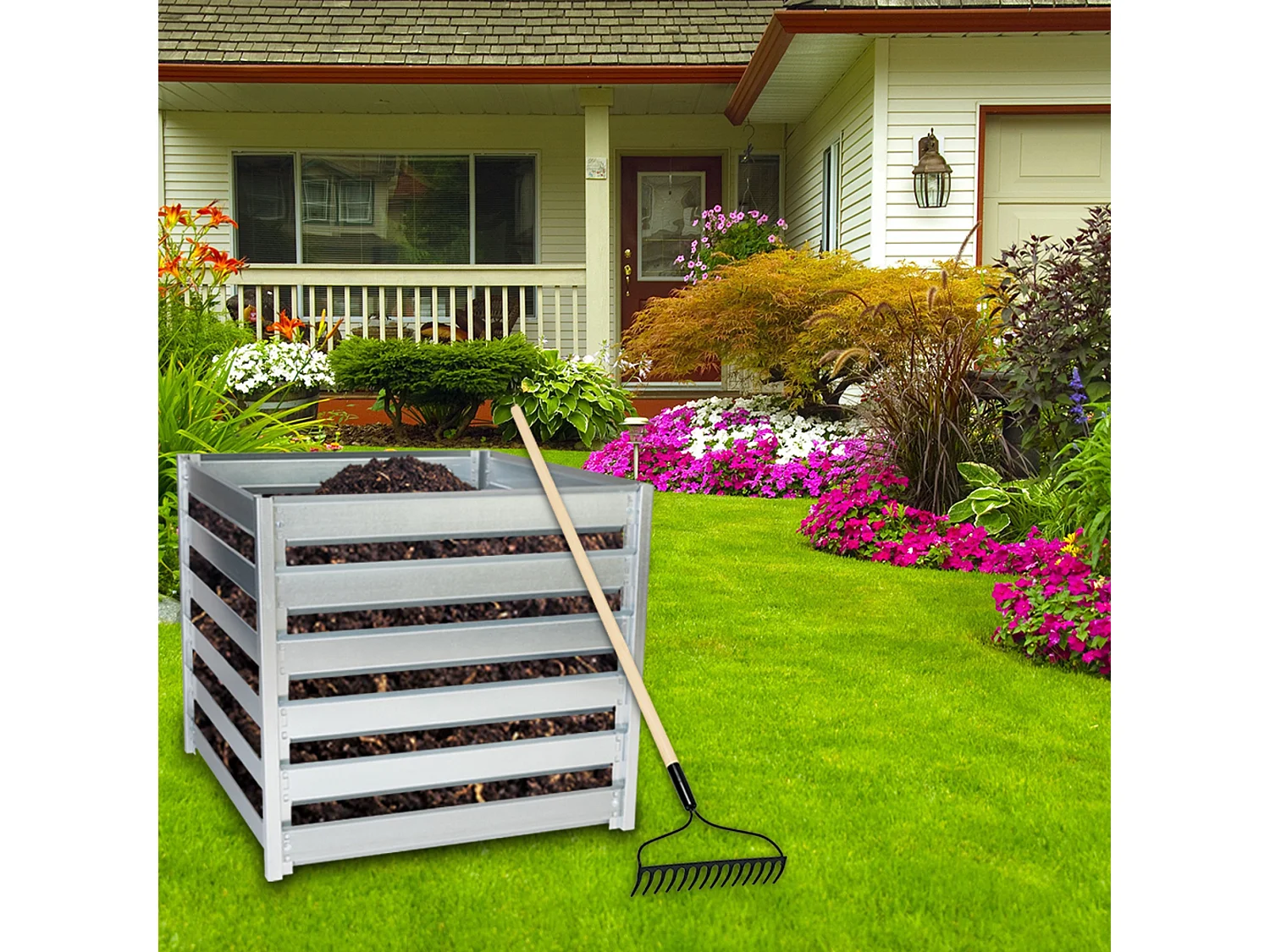 Composteur de jardin - 91 x 91 x H85 cm / 704L - M800