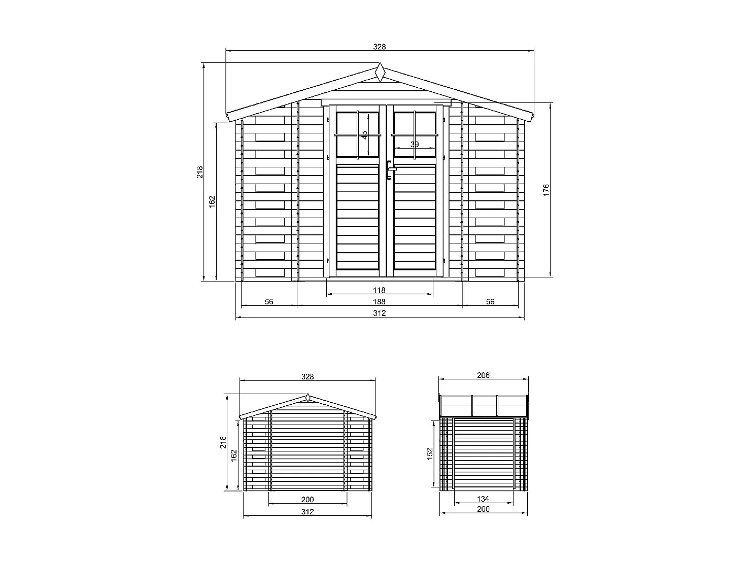 Casetta da giardino in legno - 3.53+0.97+0.97 m² - M391F+M391G