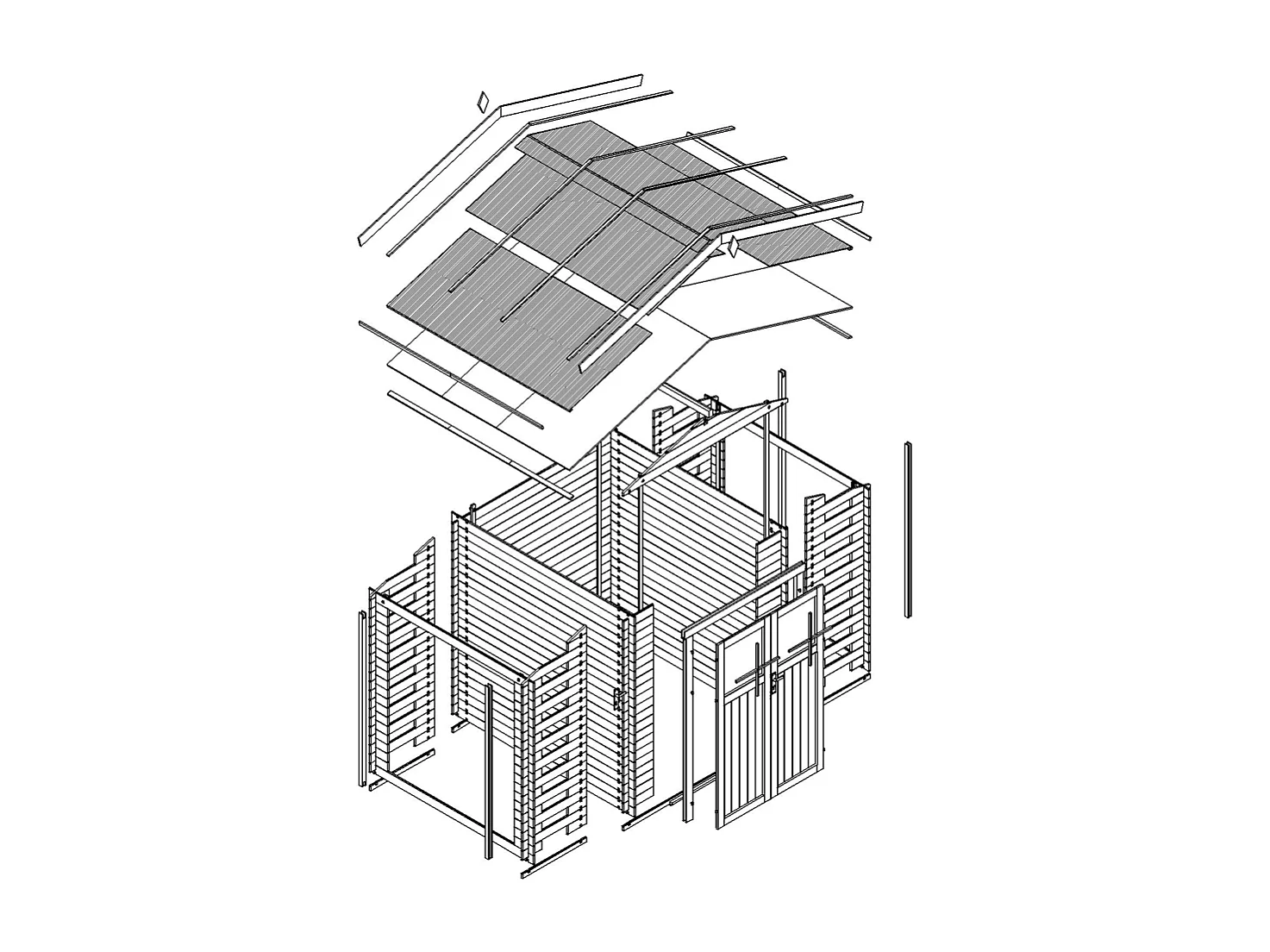 Casetta da giardino in legno - 3.53+0.97+0.97 m² - M391F