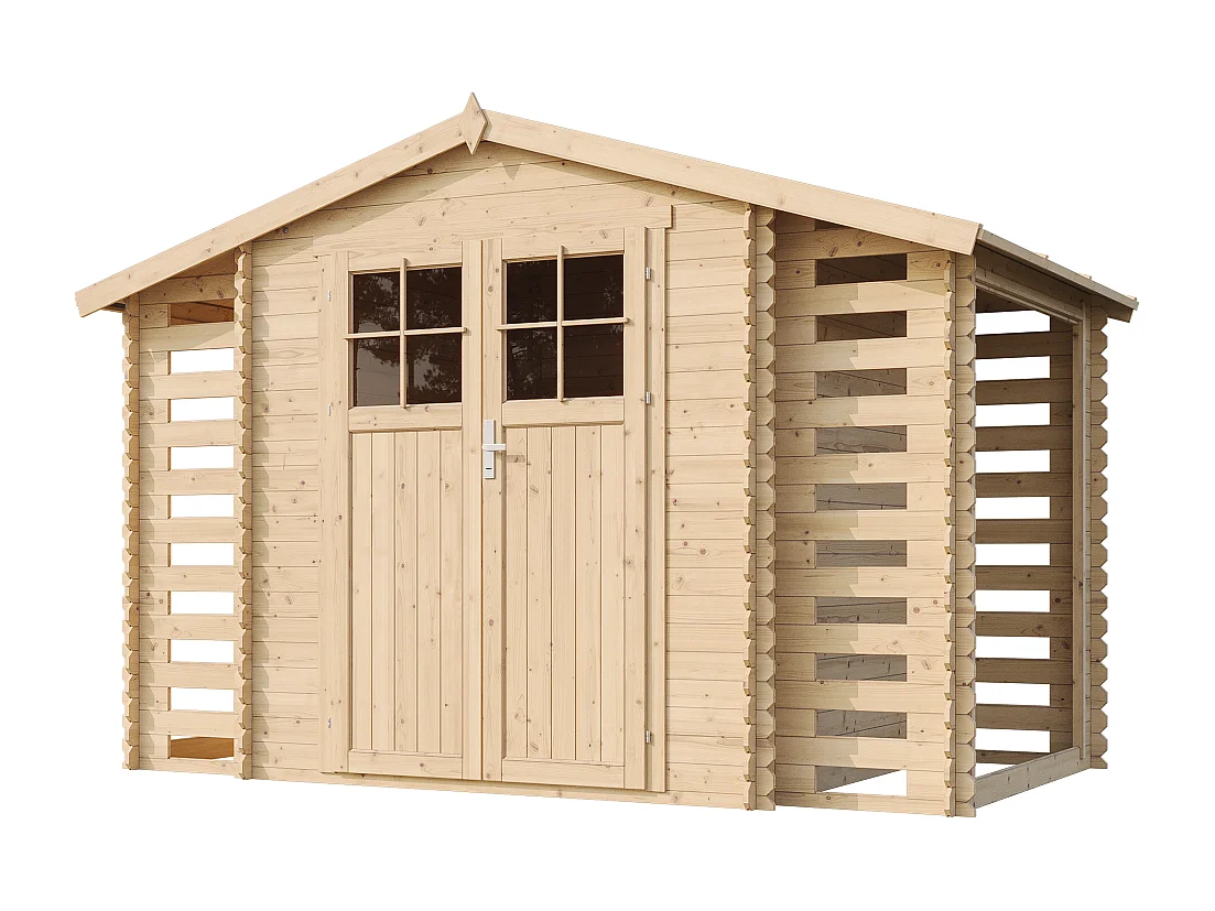 Casetta da giardino in legno - 3.53+0.97+0.97 m² - M391F