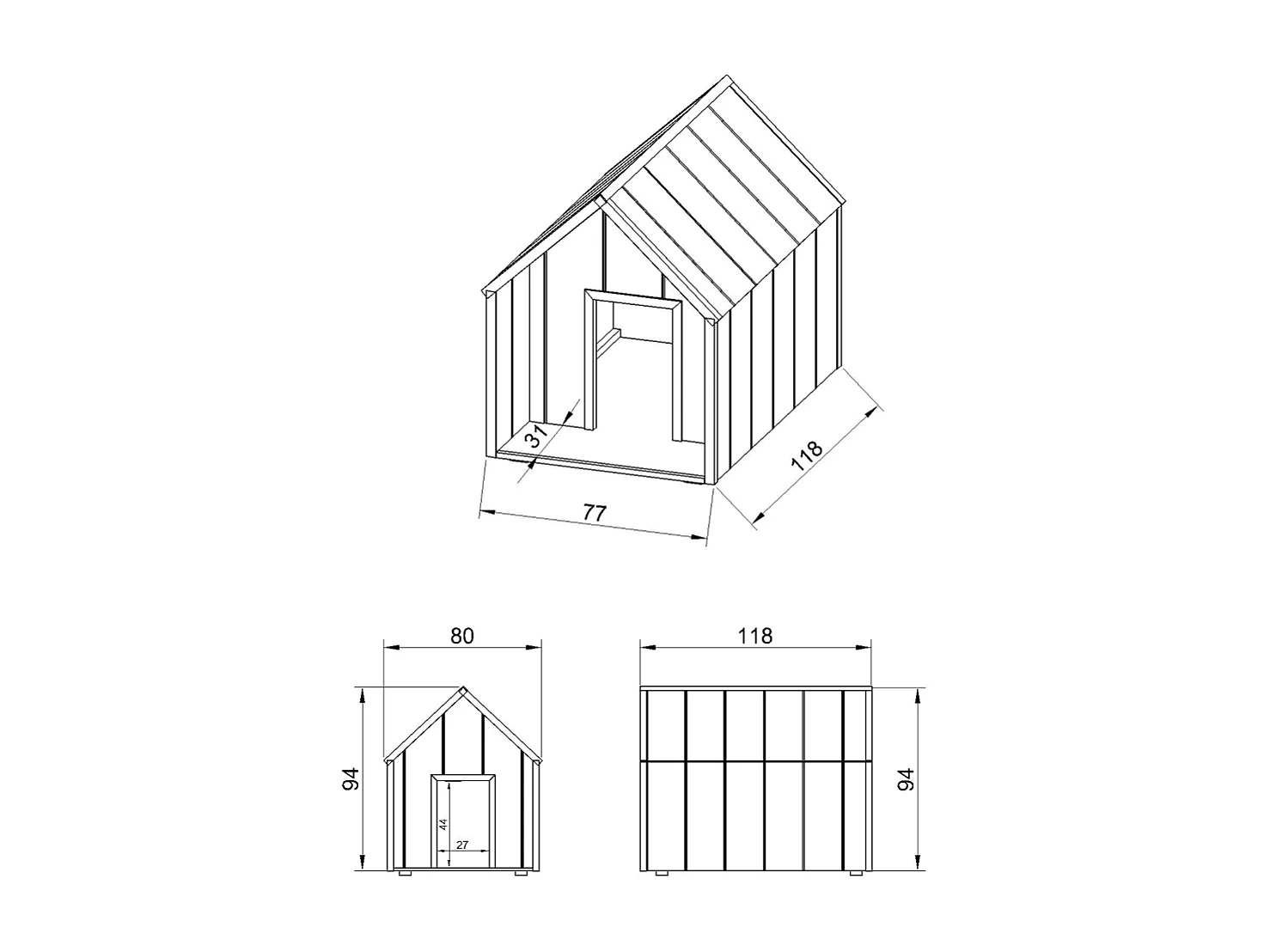 LP SmartSide niche pour chien - 80 x 118 x H94 cm, taille L – M972-1