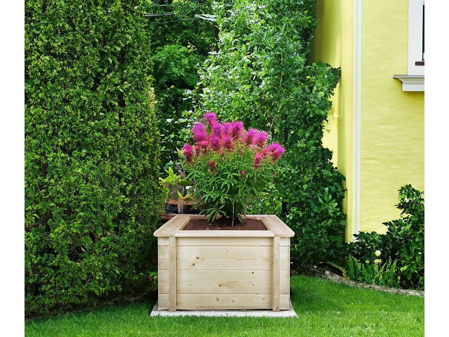 Drewniana doniczka na kwiaty - S35 x 58 x 58 cm - M616-1