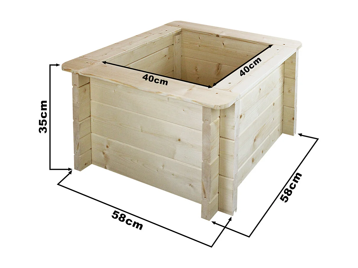 Drewniana doniczka na kwiaty - S35 x 58 x 58 cm - M616-1