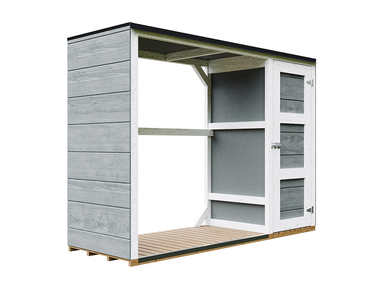 Abri à bûches extérieur - 75 x 217 x H159 cm - abri à outils et bûches - 1,09 m² + 0.53 m² - M981-CAVERN STEEL