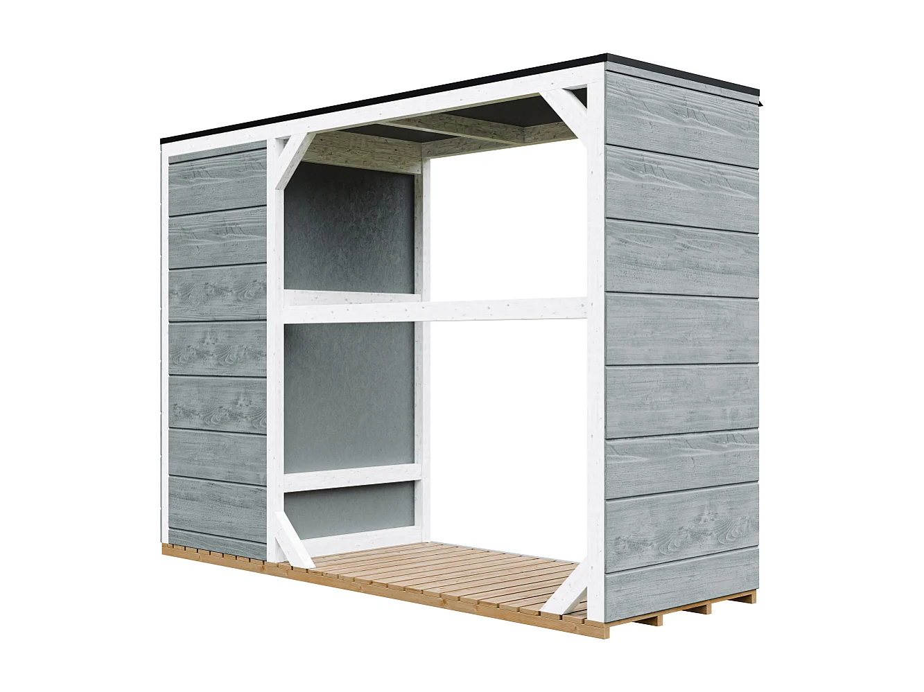 Abri à bûches extérieur - 75 x 217 x H159 cm - abri à outils et bûches - 1,09 m² + 0.53 m² - M981-CAVERN STEEL