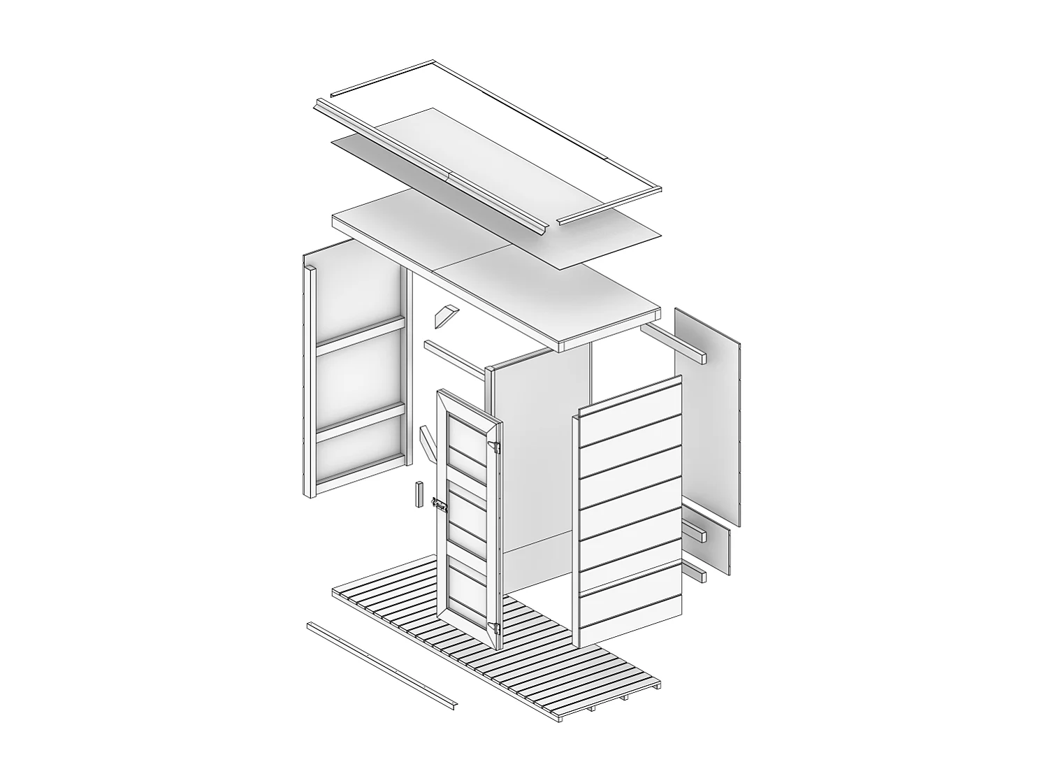 Abri à bûches extérieur - 75 x 217 x H159 cm - abri à outils et bûches - 1,09 m² + 0.53 m² - M981-CAVERN STEEL