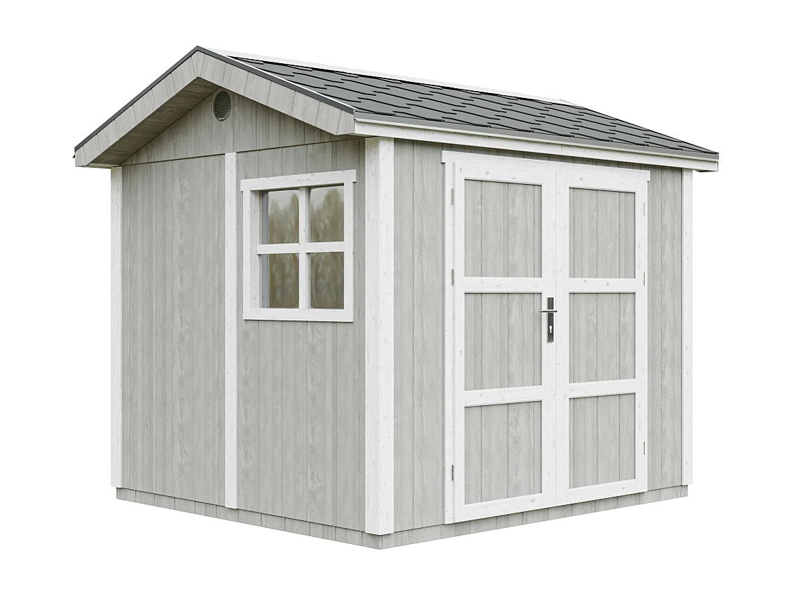 Casetta da giardino di qualità premium con pavimento e tegole bituminose - 5.9 m² / H252x250x294 cm - M913A-TUNDRA GREY