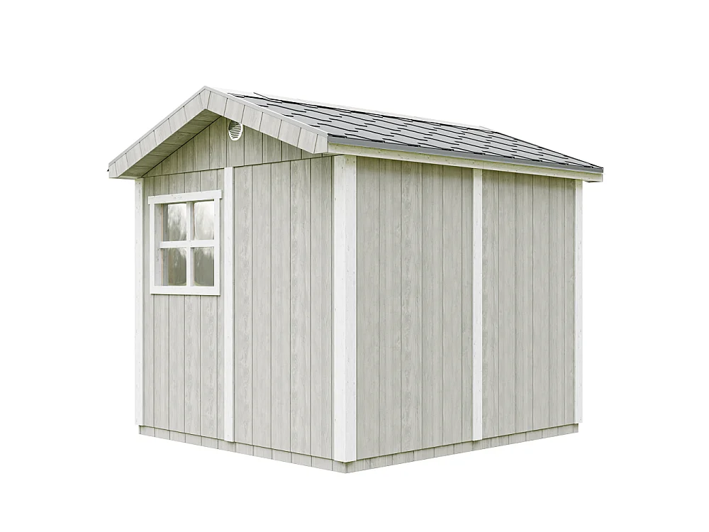 Abri de jardin qualité premium - 5,9 m² H252x250x294 cm - avec un sol et des bardeaux bitumineux - M913A-TUNDRA GREY