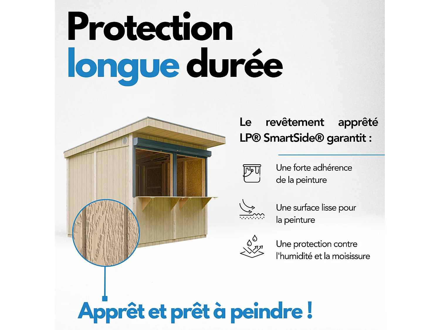 Grand stand marché avec comptoir - 5,9 m2 H240x248x305 cm - construction de panneaux LP Smartside - M950-CAVERN STEEL