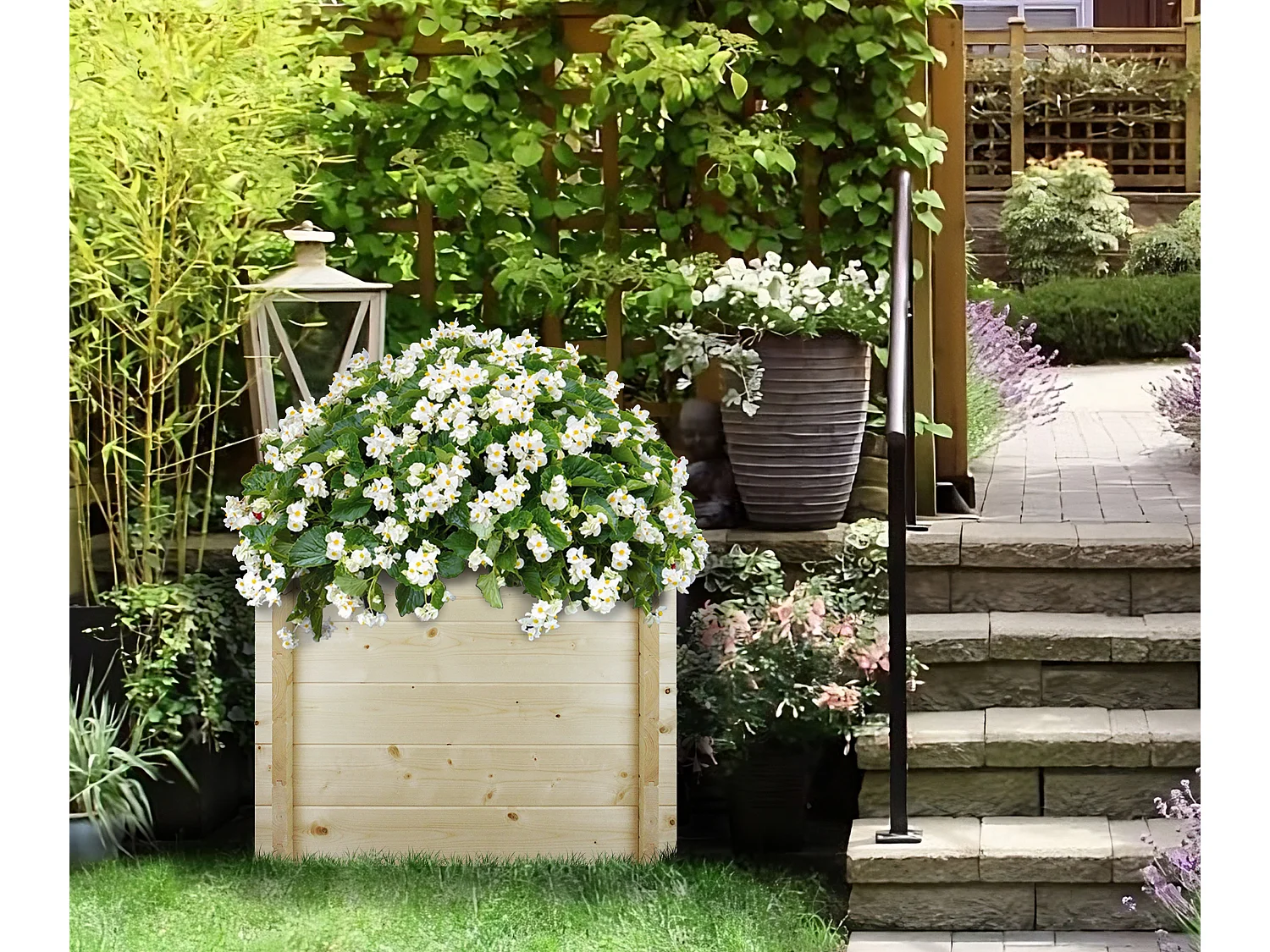 Drewniana doniczka na kwiaty - S57 x 38 x 78 cm - M612-1