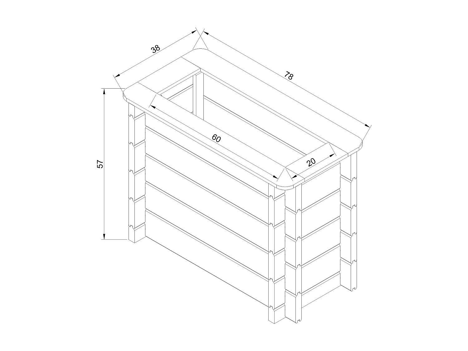Drewniana doniczka na kwiaty - S57 x 38 x 78 cm - M612-1