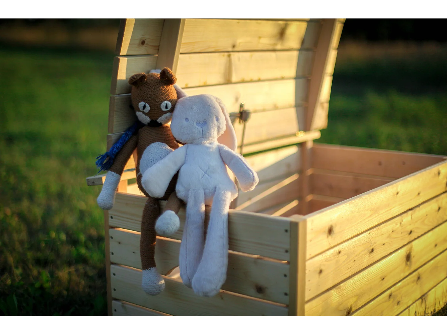 Holzkiste mit deckel - aufbewahrungsbox garten 80x50xH47 cm - M034-1