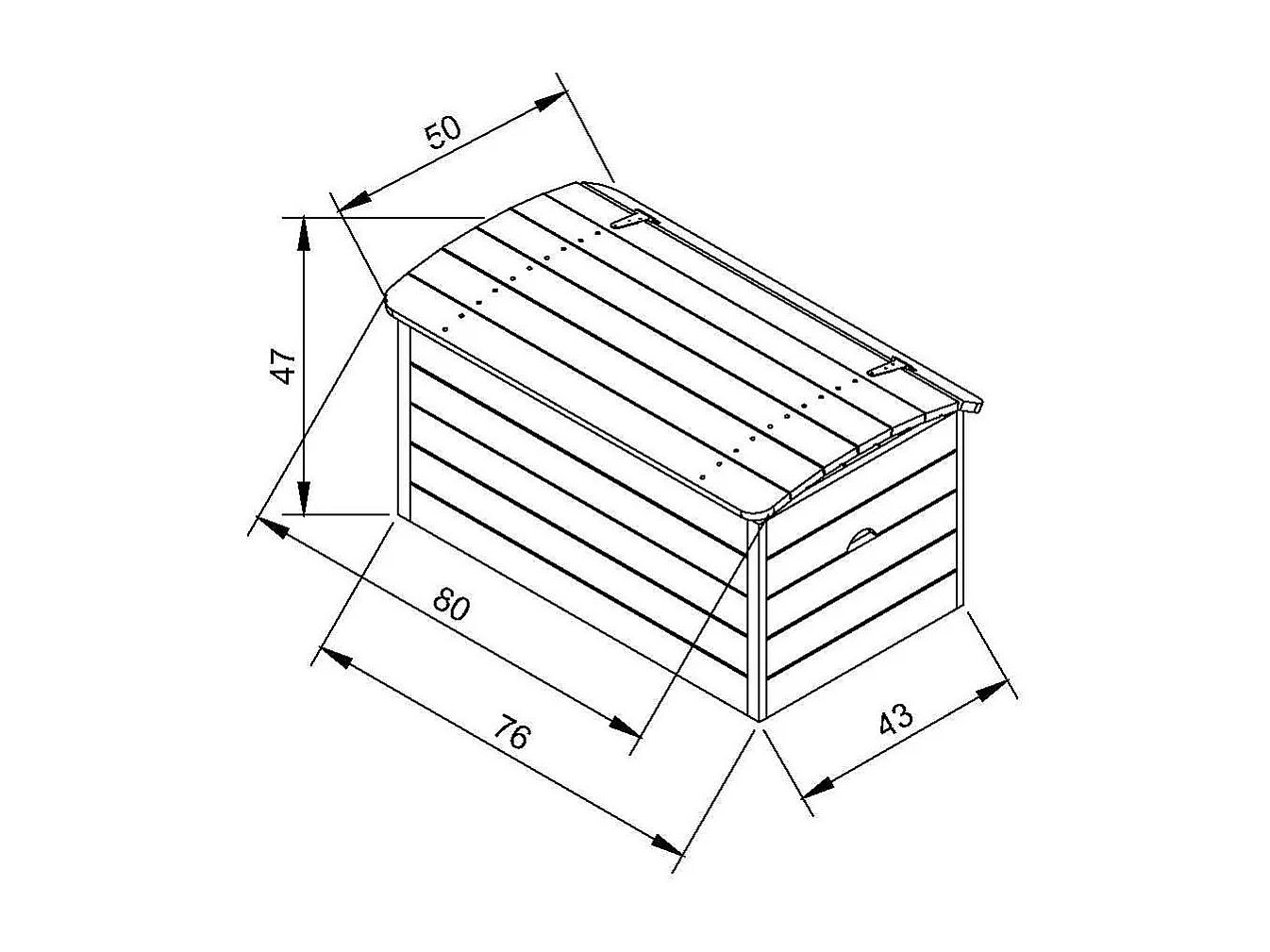 Holzkiste mit deckel - aufbewahrungsbox garten 80x50xH47 cm - M034-1