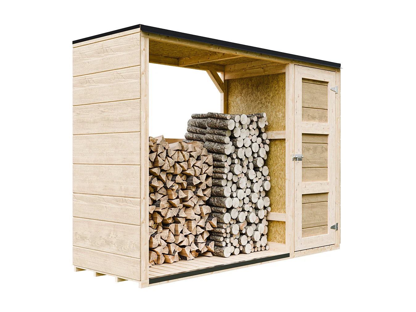 Abri à bûches extérieur - 75 x 217 x H159 cm - abri à outils et bûches - 1,09 m² + 0.53 m² - M981