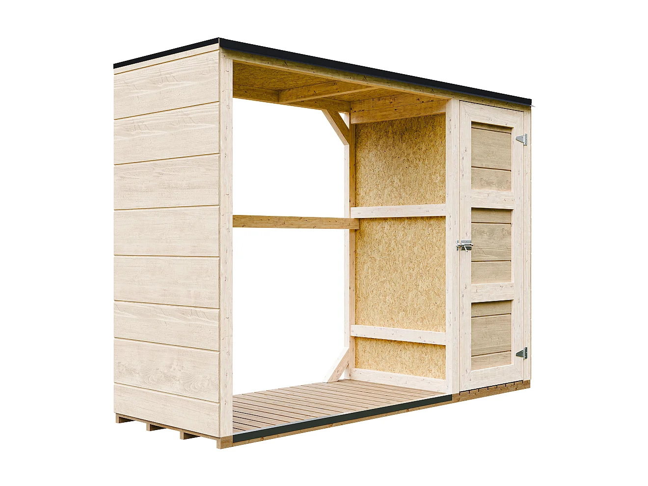 Abri à bûches extérieur - 75 x 217 x H159 cm - abri à outils et bûches - 1,09 m² + 0.53 m² - M981