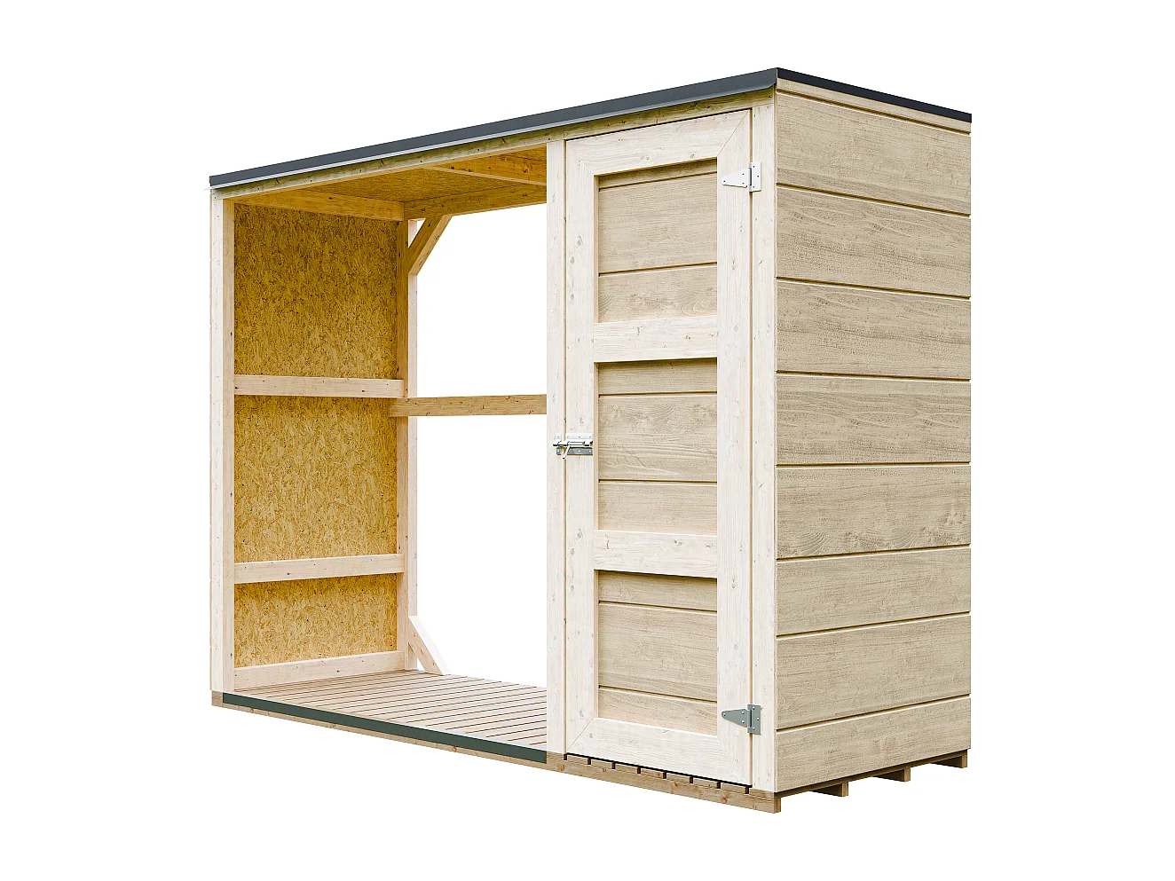 Abri à bûches extérieur - 75 x 217 x H159 cm - abri à outils et bûches - 1,09 m² + 0.53 m² - M981