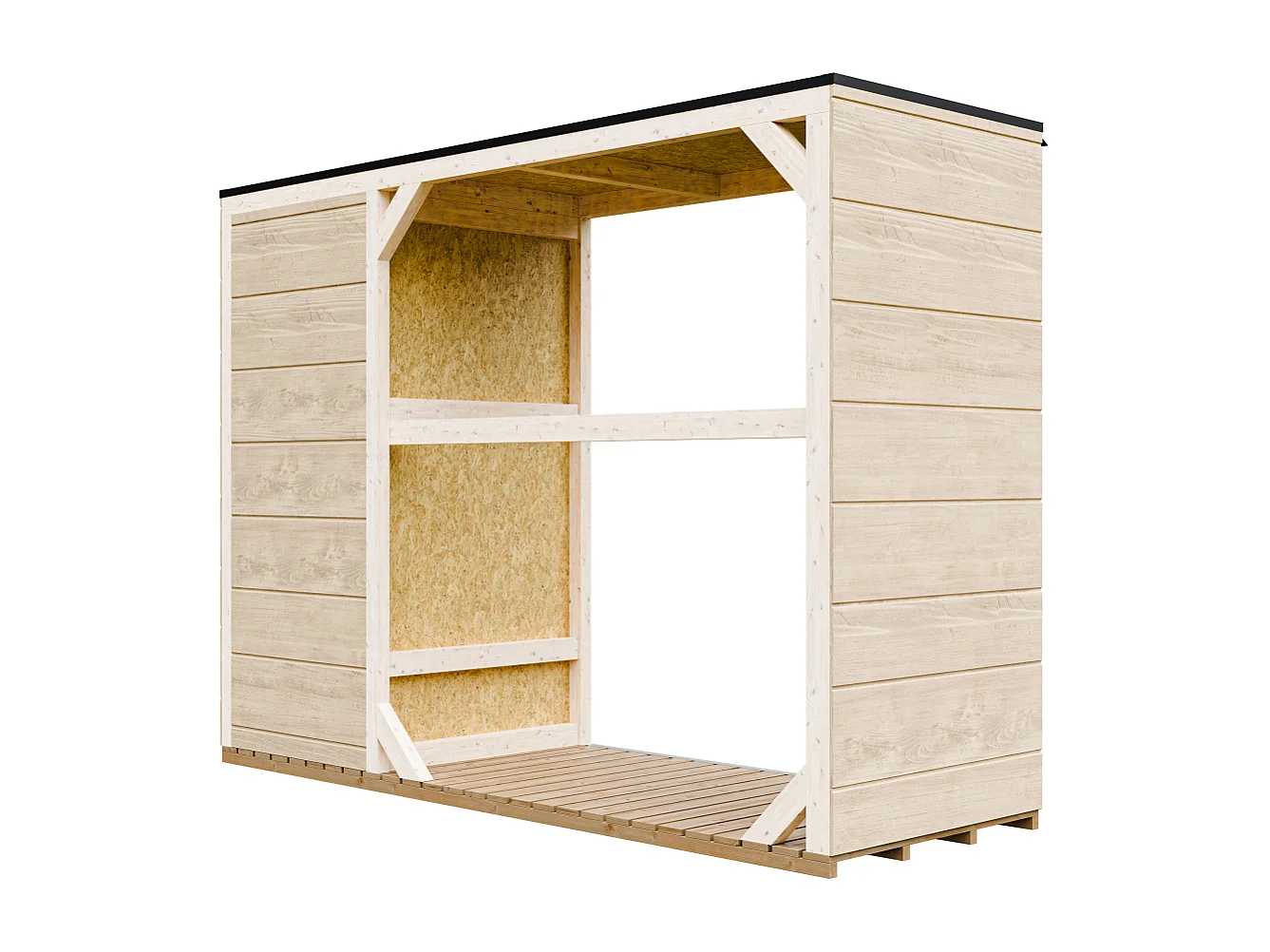 Abri à bûches extérieur - 75 x 217 x H159 cm - abri à outils et bûches - 1,09 m² + 0.53 m² - M981