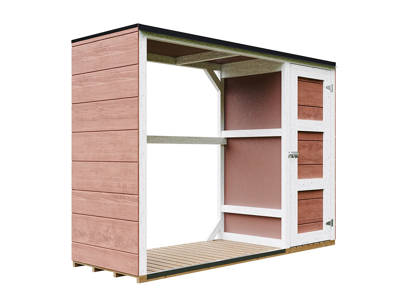 Abri à bûches extérieur - 75 x 217 x H159 cm - abri à outils et bûches - 1,09 m² + 0.53 m² - M981-REDWOOD RED