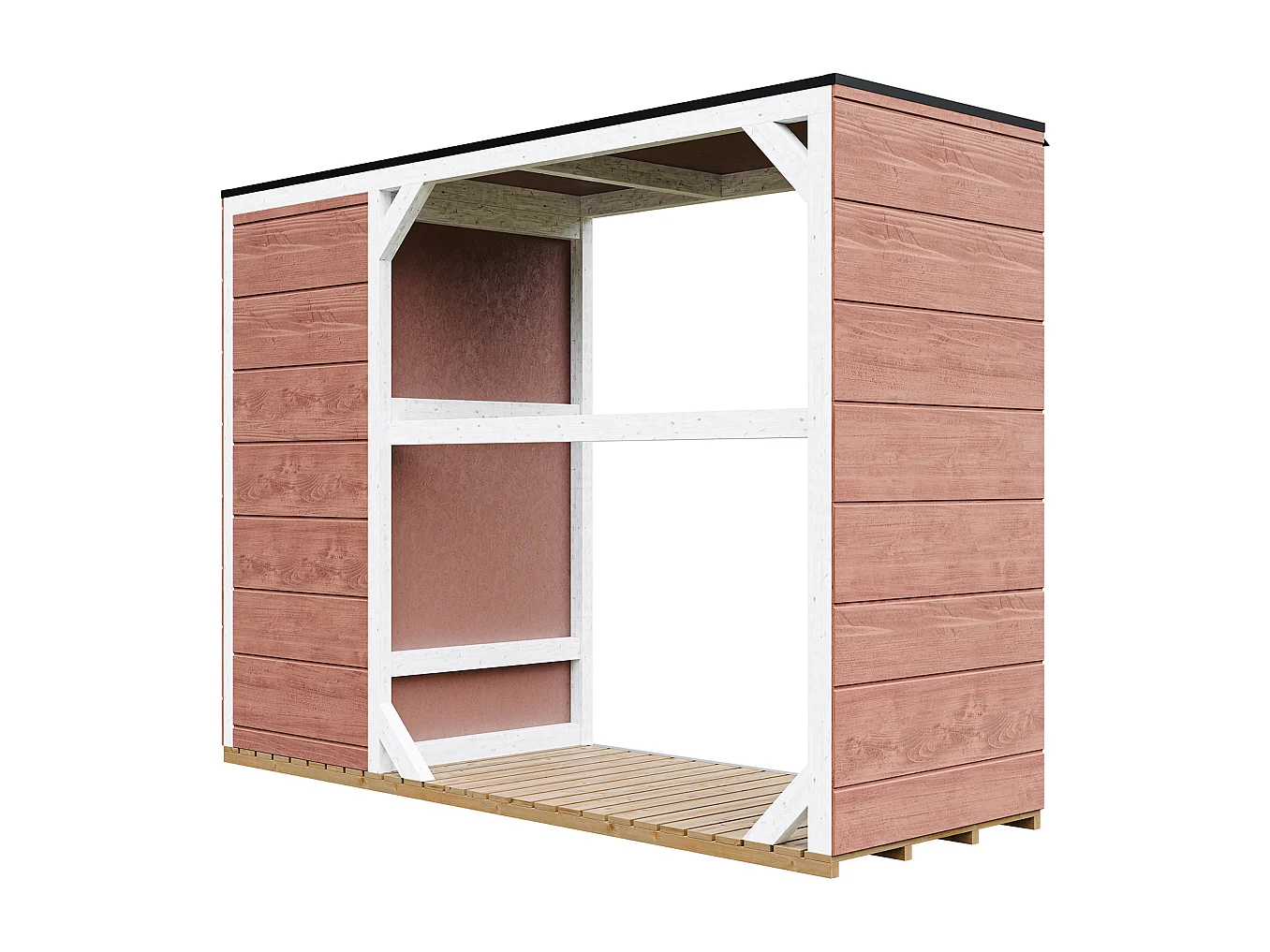 Abri à bûches extérieur - 75 x 217 x H159 cm - abri à outils et bûches - 1,09 m² + 0.53 m² - M981-REDWOOD RED