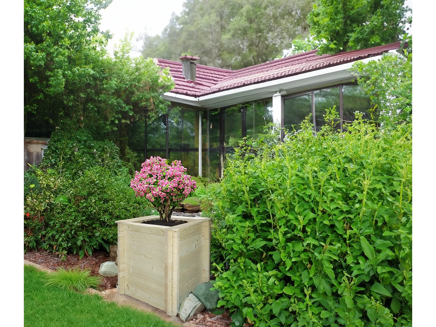 Houten buitenmoestuin - 58x58xH57 cm - M618-1