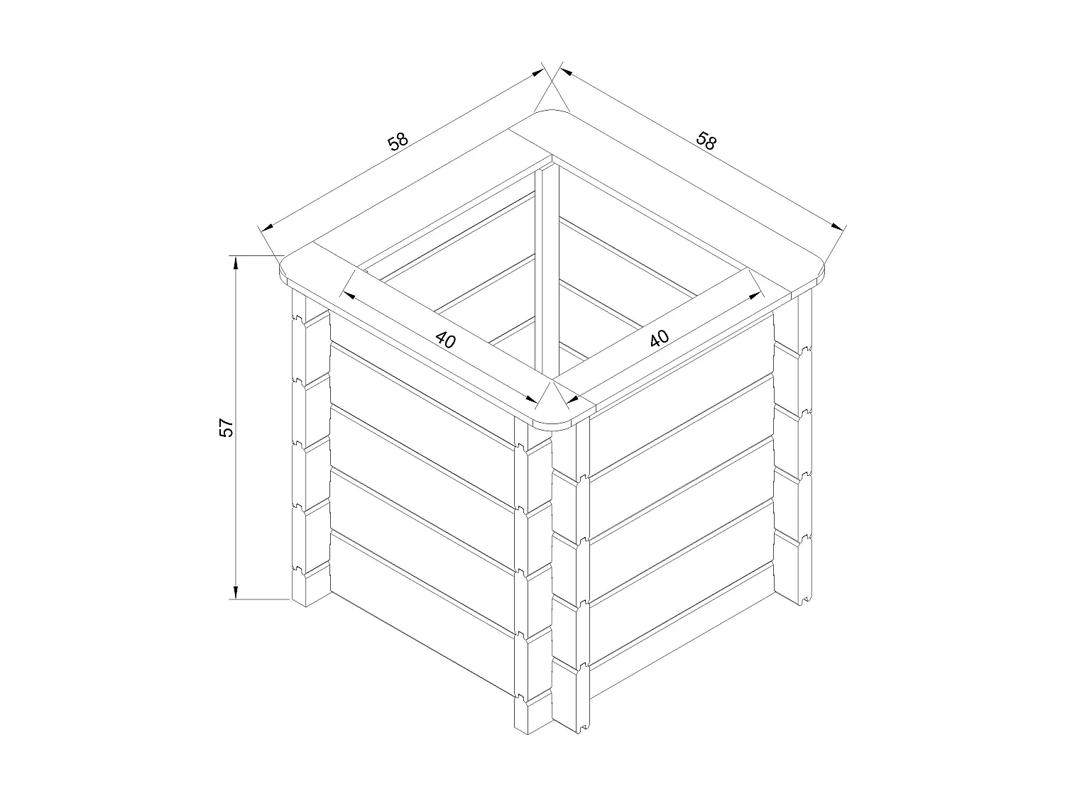 Houten buitenmoestuin - 58x58xH57 cm - M618-1