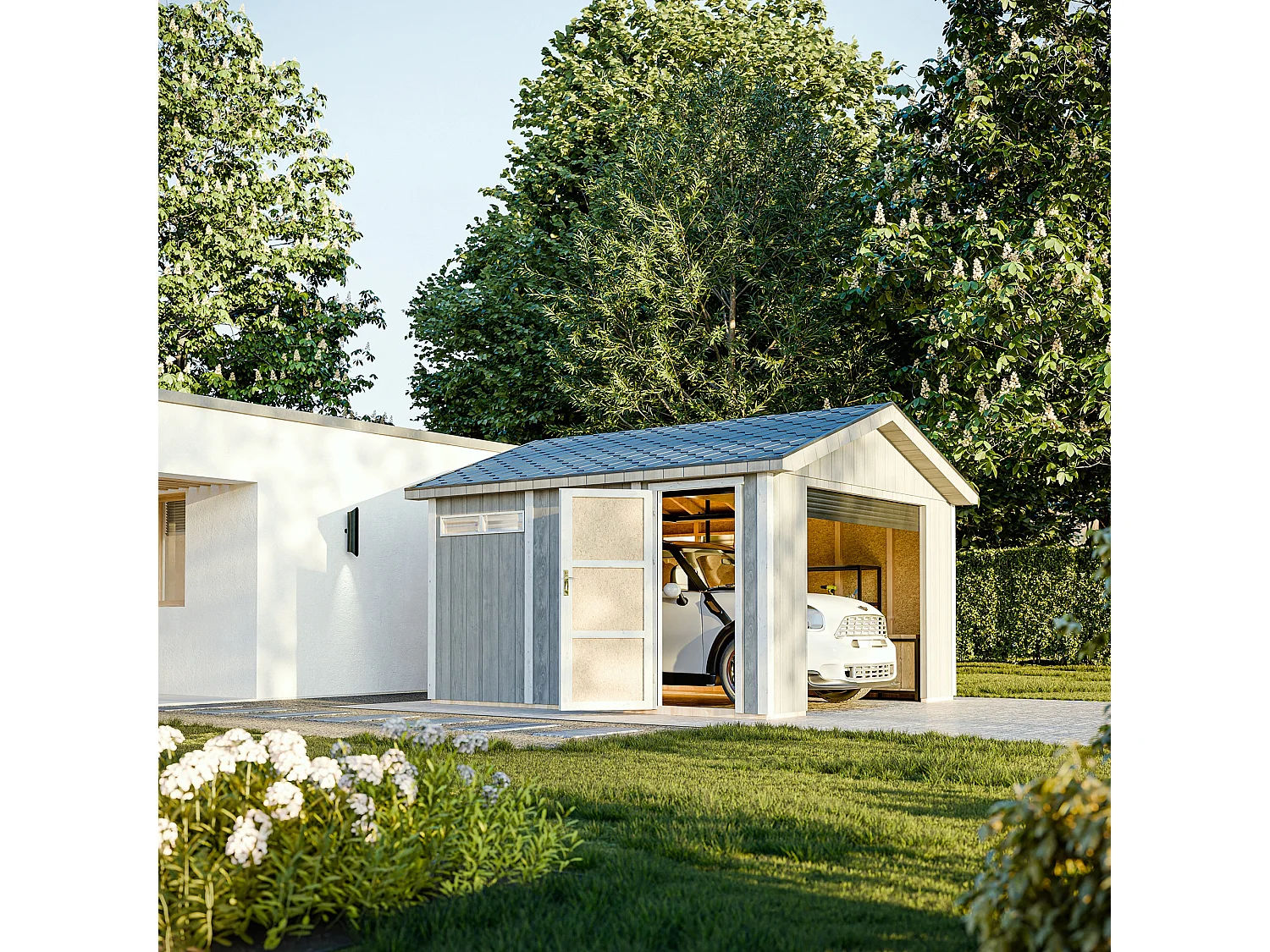 Garage qualité premium - 13 m² L378xl412 cm - M990B-CAVERN STEEL