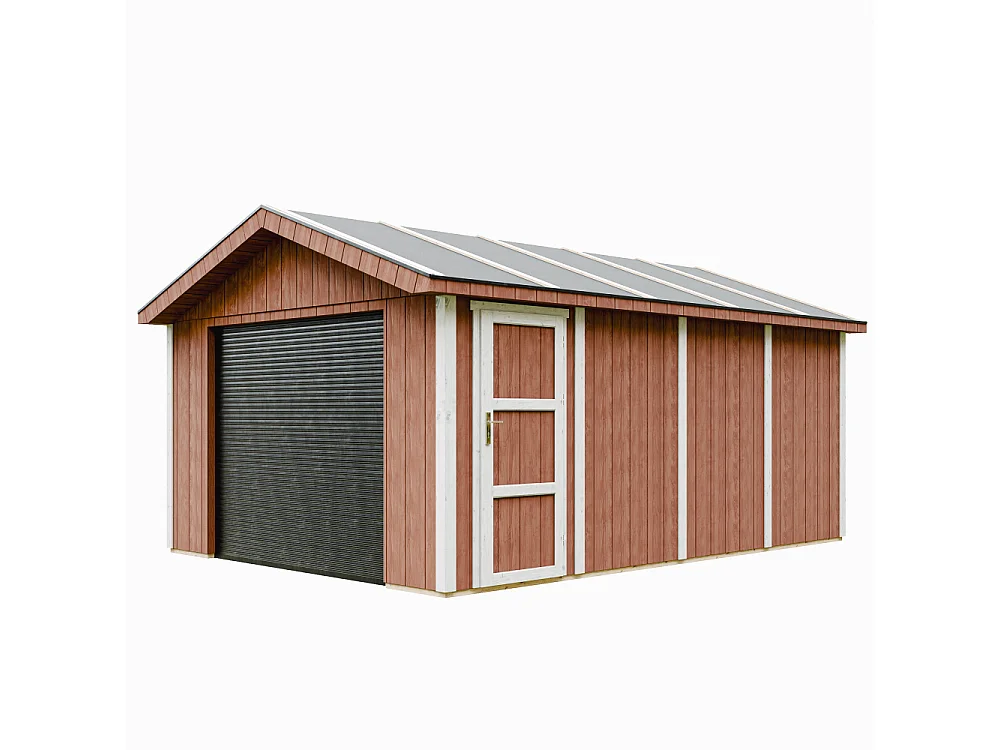 Premium kwaliteit garage - 17 m² / L378xB530 cm - M991B-REDWOOD RED