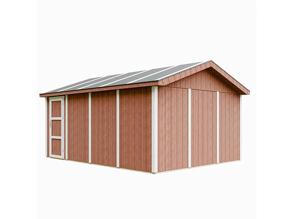 Premium kwaliteit garage - 17 m² / L378xB530 cm - M991B-REDWOOD RED