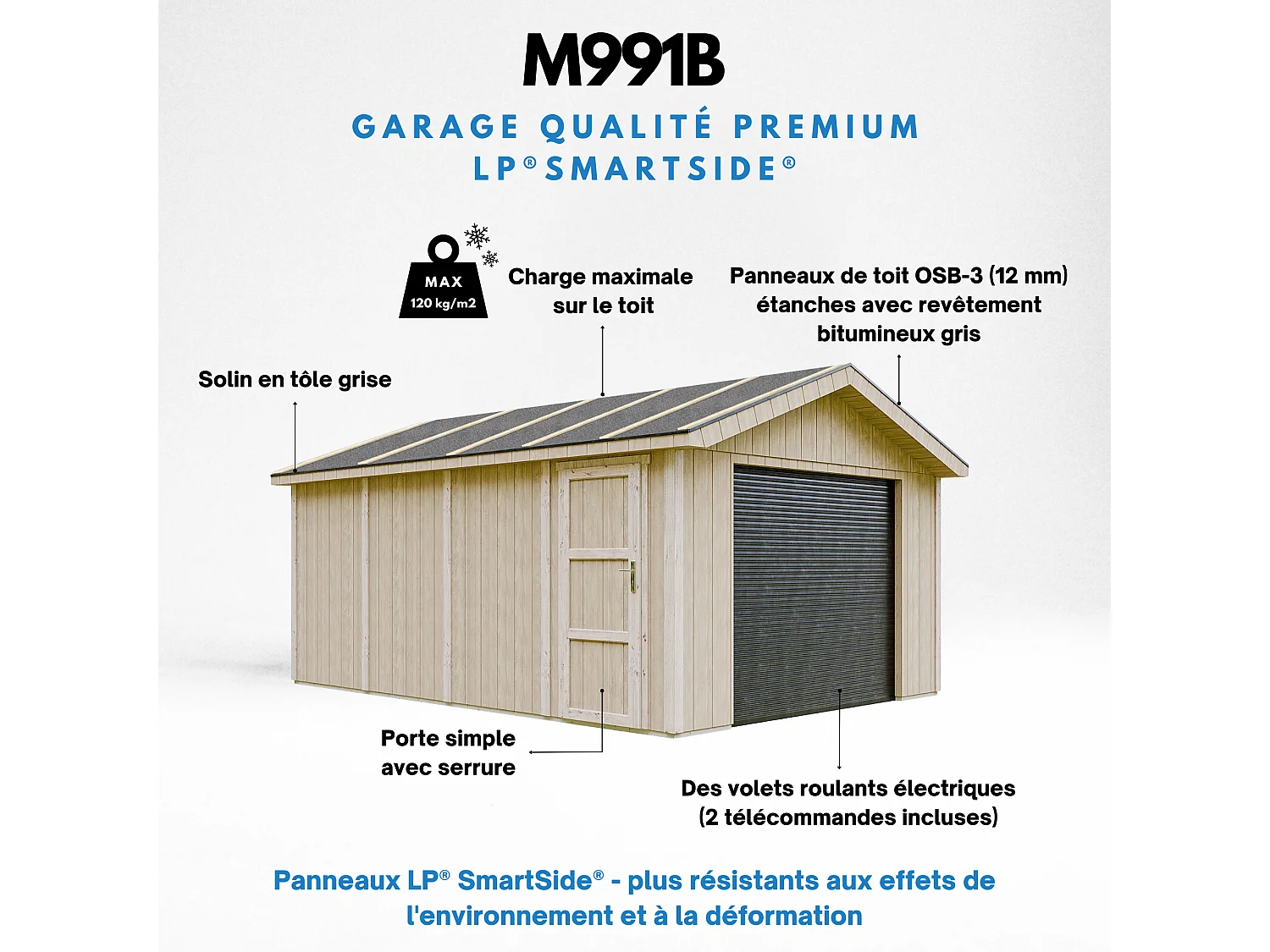 Garage premium qualität - 17 m² / L378xB530 cm - M991B-REDWOOD RED
