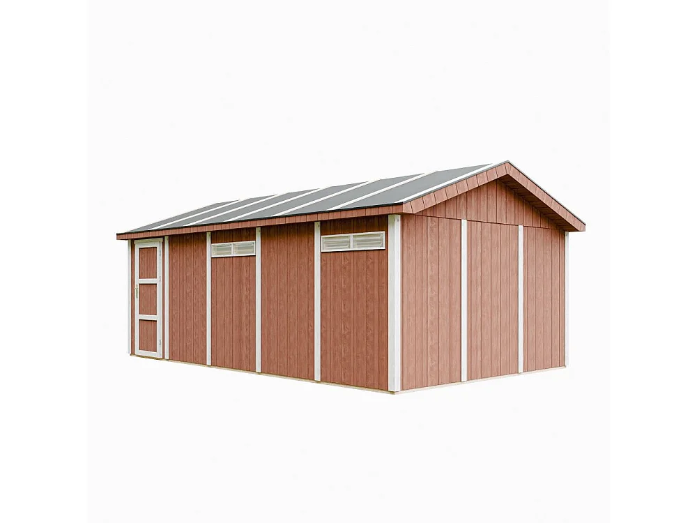 Premium kwaliteit garage - 21 m² / L378xB648 cm - M992B-REDWOOD RED