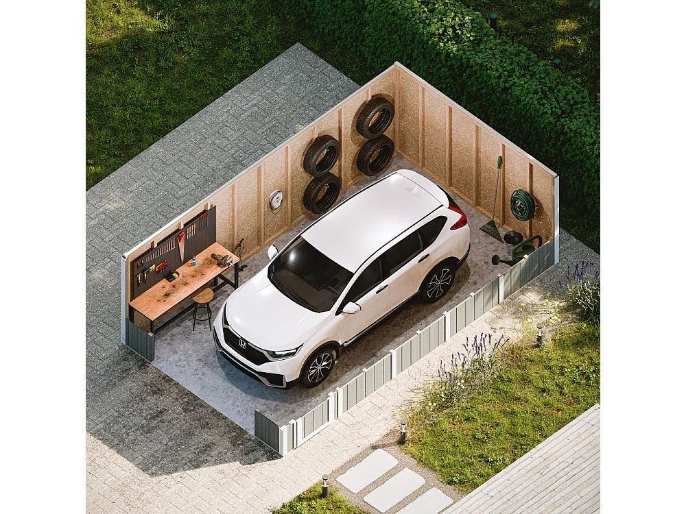Premium kwaliteit garage - 21 m² / L378xB648 cm - M992B-REDWOOD RED