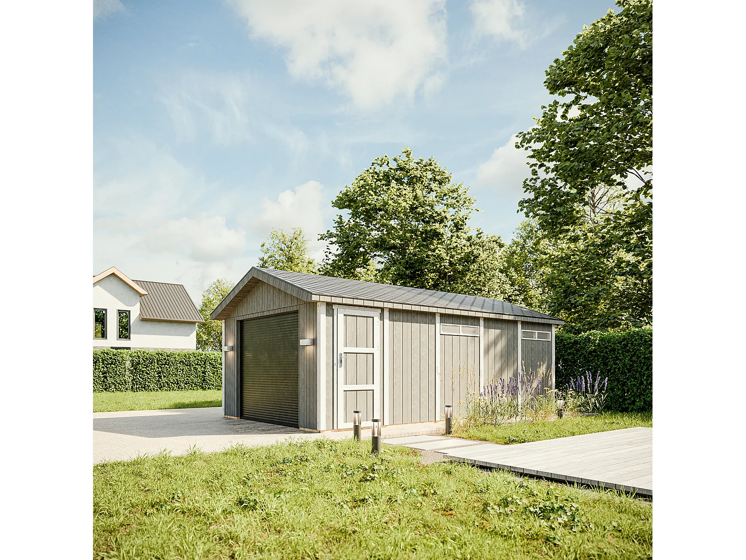 Garage di qualità premium - 17 m² / L378xL530 cm - M992B-REDWOOD RED