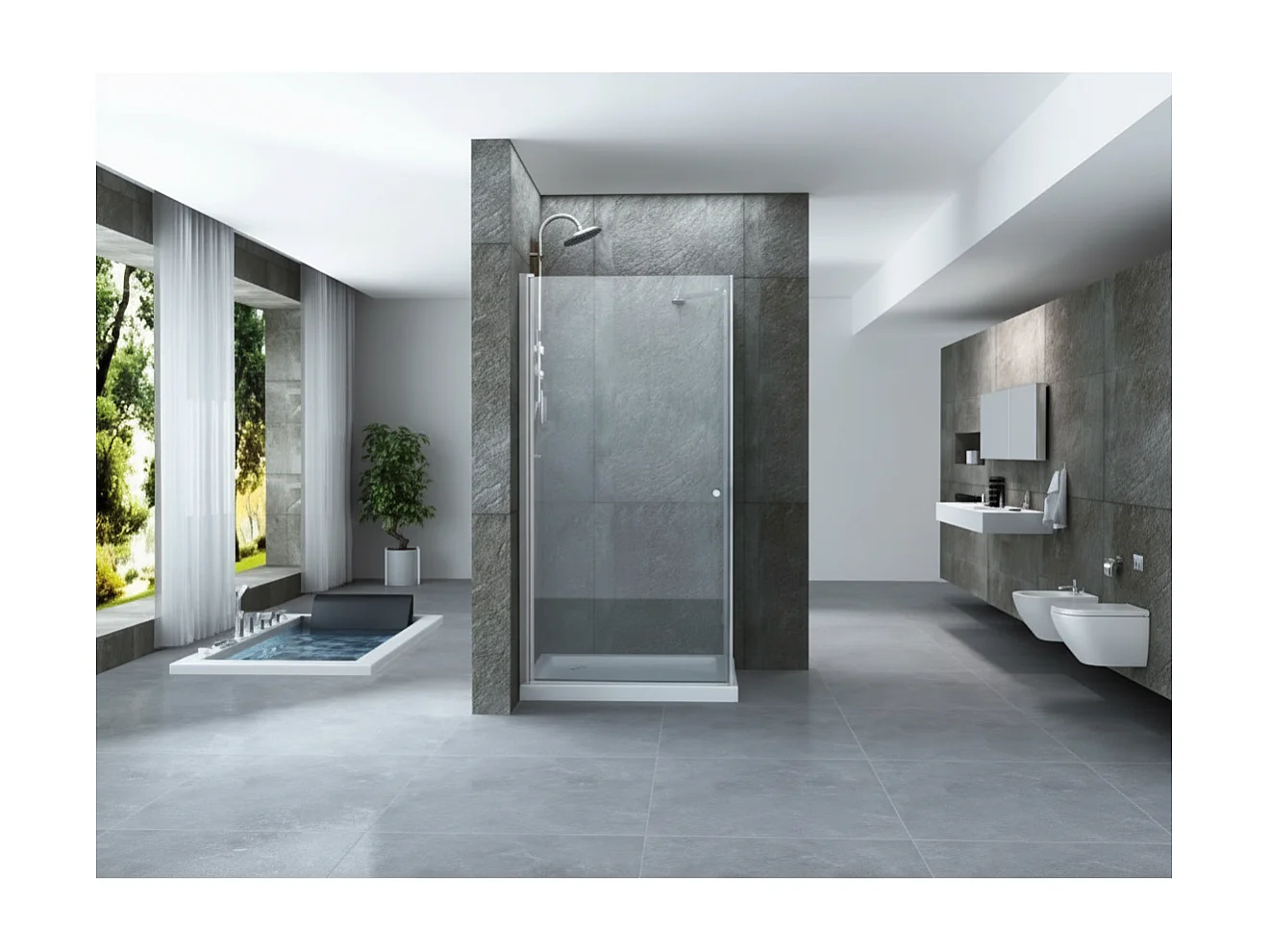 Box Doccia 8mm Anta Battente Totale e Lato Fisso - Venus - 100x90 - Ingresso Lato Corto