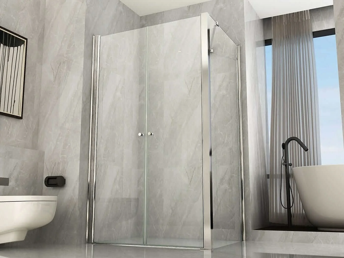 Box Doccia 8mm Porta Saloon Apertura Interna Esterna A Due Ante - Nova 2.0 - 70x90