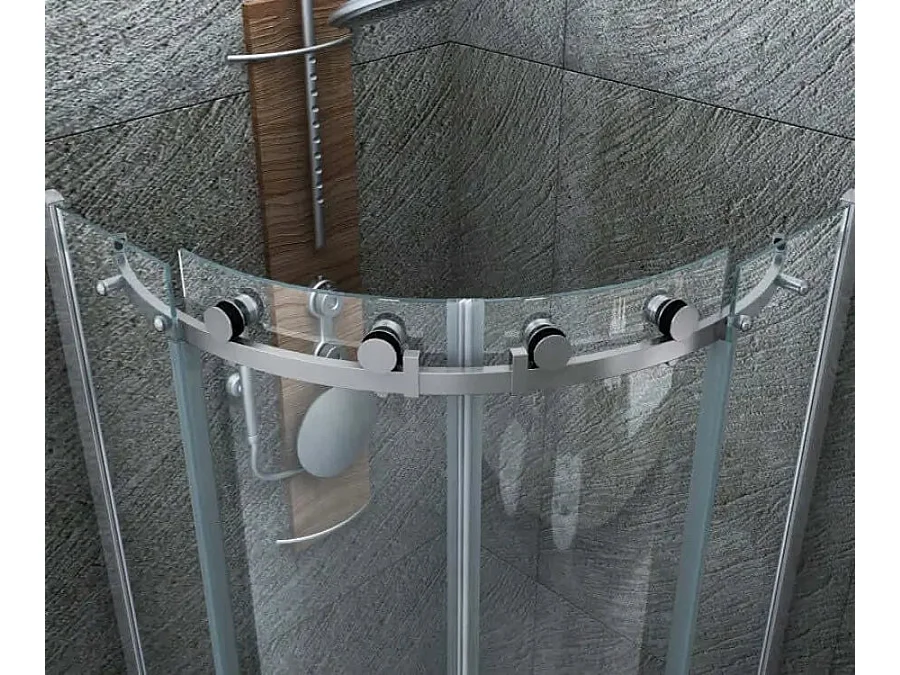 Box Doccia Trasparente 8mm H195 Semicircolare Doppia Anta Scorrevole - Virgo - 90x90