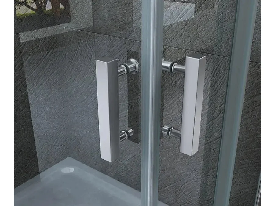 Box Doccia Trasparente 8mm H195 Semicircolare Doppia Anta Scorrevole - Virgo - 80x80