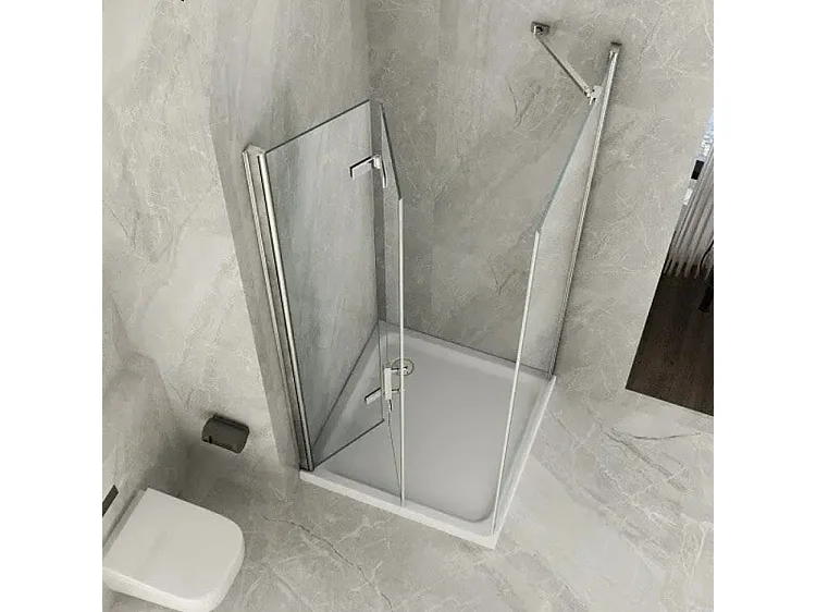 Box Doccia 8mm H195 Lato Fisso Più Anta a Libro Apertura Totale - Cancer - 60x90