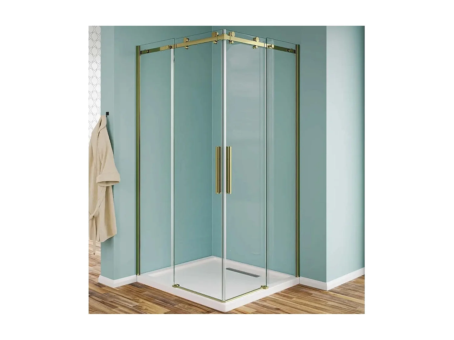 Box Doccia 8mm Profili Oro Doppia Scorrevole H190 Inox - 70x100